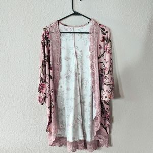 Dusty Pink Floral Duster